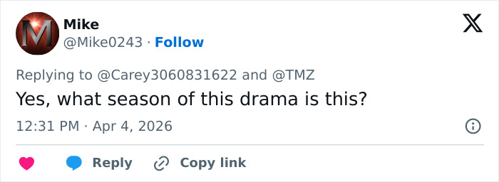 Tweet by user Mike asking about the season of the drama, related to Blake Lively's scathing lawsuit statement fans reacting.