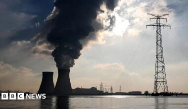 A photograph taken on November 21, 2025 shows the nuclear plant of Doel, in Antwerp