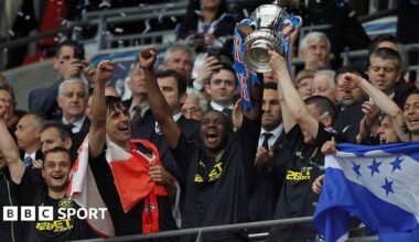 Wigan lifting the FA Cup