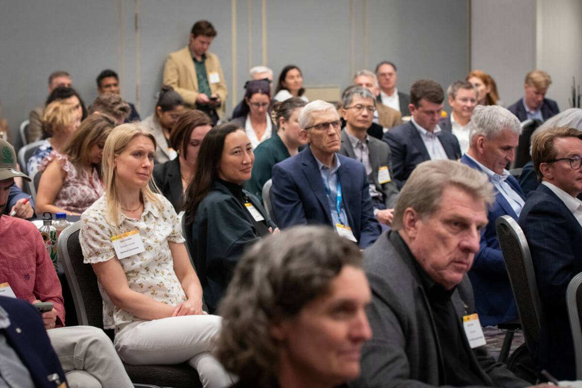 Attendees listen during a session at the World Agri-Tech summit in San Francisco, where speakers discussed how artificial intelligence is moving beyond recommendations toward more active roles in farm decision-making. Photo: World Agri-Tech Summit