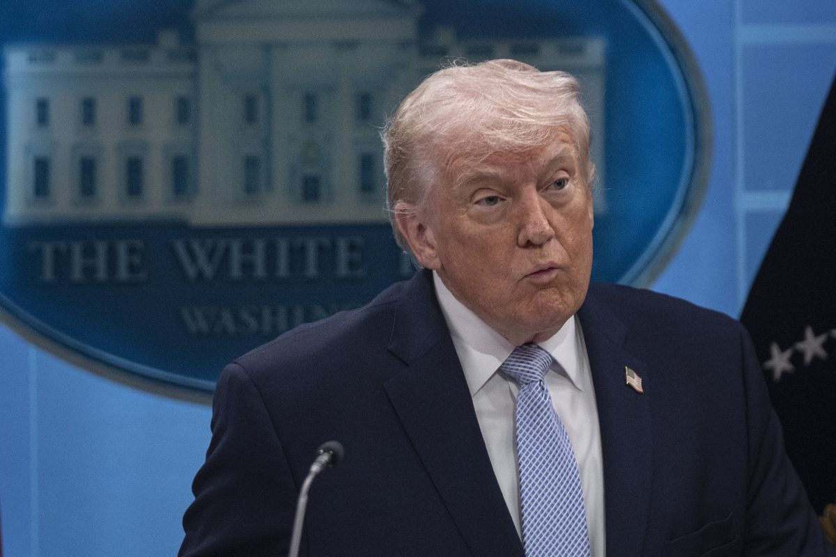 Donald Trump giving a press conference