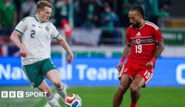 Terry Devlin in action against Wales