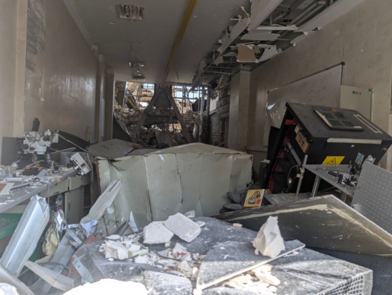 Picture of a destroyed classroom
