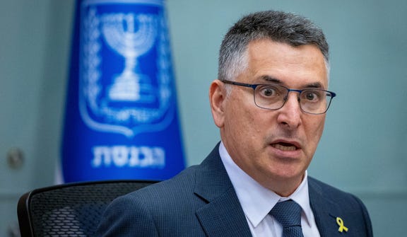 Foreign Minister Gideon Sa'ar addressing a Knesset committee meeting on antisemitism in the Jewish Diaspora, in February 2025.