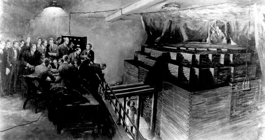 On December 2, 1942, the physicist Enrico Fermi and his team initiated the first self-sustaining nuclear chain reaction in a laboratory at the University of Chicago.