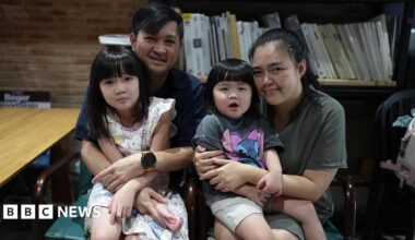 Thirayut Wongsantisuk with his wife and two daughters at their residence in Mueang district, Chiang Mai