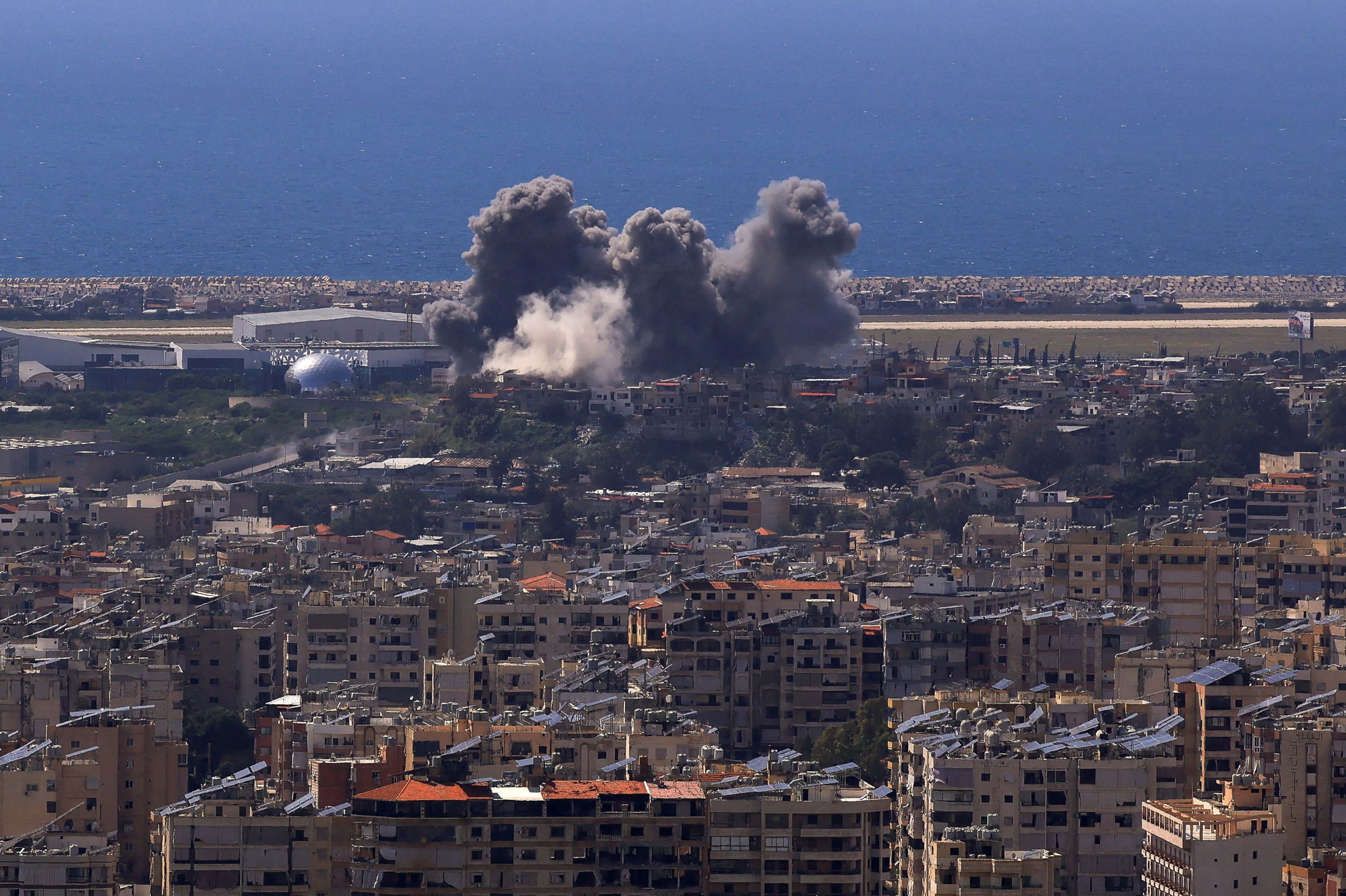 Smoke rises following an Israeli strike on the southern suburbs of Beirut, as seen from Baabda, Lebanon, April 8, 2026. (Reuters Photo)