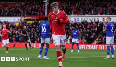 Josh Windass celebrates after scoring for Wrexham