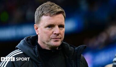 Eddie Howe during the game between Newcastle United and Chelsea on 14 March, 2026