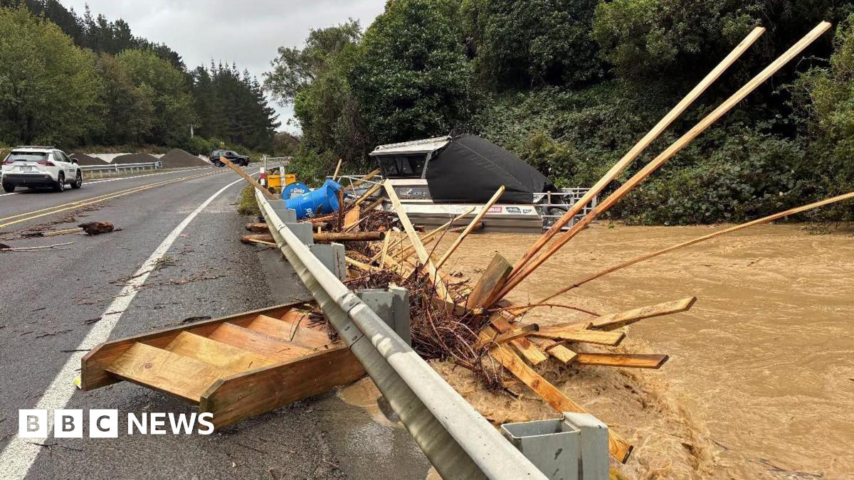 Destruction along a road in Porirua from the weekend