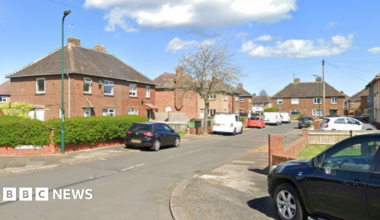 A Google street view of Hardale Grove. It is a residential cul-de-sac with cars parked on the pavement.