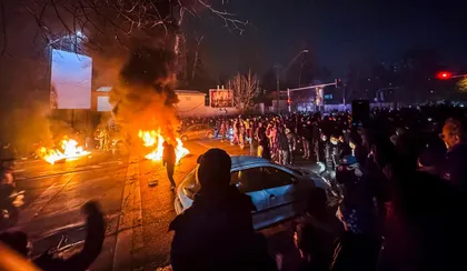 Protests in Iran in January. Credit: MAHSA / Middle East Images via A Protests in Iran in January.