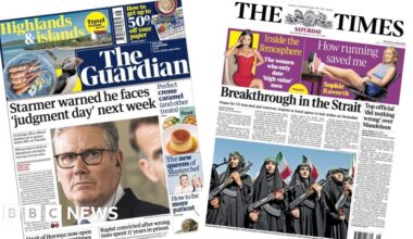 Newspaper headlines: Starmer faces 'judgement day' and 'Breakthrough in the Strait' - BBC