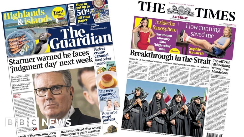 Newspaper headlines: Starmer faces 'judgement day' and 'Breakthrough in the Strait' - BBC