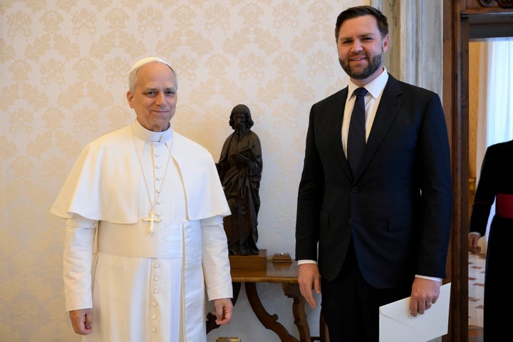 Pope Leo XIV meets with Vice President JD Vance at the Apostolic Palace on May 19, 2025, in Vatican City.