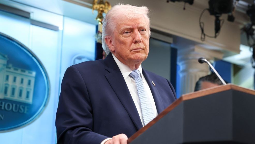 WASHINGTON, DC - APRIL 06: U.S. President Donald Trump speaks during a news conference in James S. Brady Press Briefing Room of the White House on April 06, 2026 in Washington, DC. President Trump spoke about the successful military mission to rescue a weapons systems officer whose F-15E Strike Eagle was shot down in Iran. (Photo by Anna Moneymaker/Getty Images)