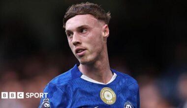 Cole Palmer looks on during a Chelsea Premier League game