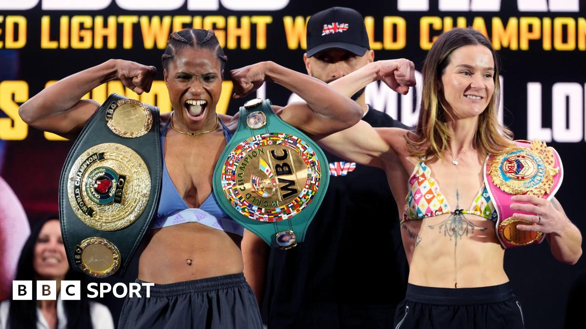 Caroline Dubois and Terri Harper pose for cameras at Saturday's weigh-in