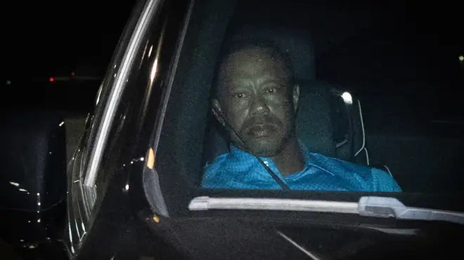 Tiger Woods is seen leaving Martin County Jail after being arrested for driving under the influence after a car crash on March 27, 2026 in Stuart, Florida.