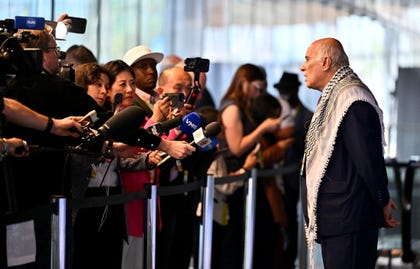 Palestinian Football Association President Jibril Rajoub speaks to the press after the 76th FIFA Congress in Vancouver, British Columbia, Thursday, April 30, 2026. Credit: Jennifer Gauthier/ REUTERS Palestinian Football Association President Jibril Rajoub speaks to the press after the 76th FIFA Congress in Vancouver, British Columbia, Thursday, April 30, 2026.