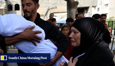 Palestinians bury pregnant woman and 2 of her children killed in Israeli attacks on Gaza