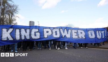 Leicester fans protest against the ownership of the club before the Sky Bet Championship match against Queens Park Rangers