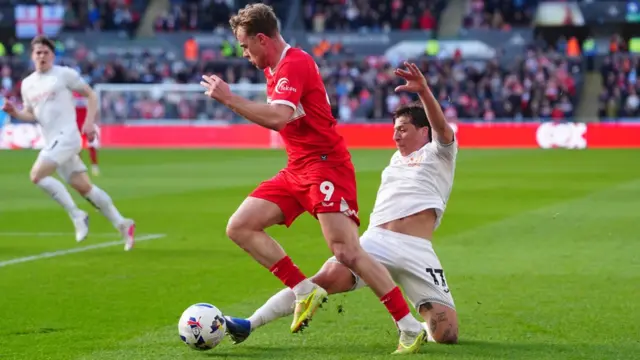 Tommy Conway brings the ball forward for Middlesbrough