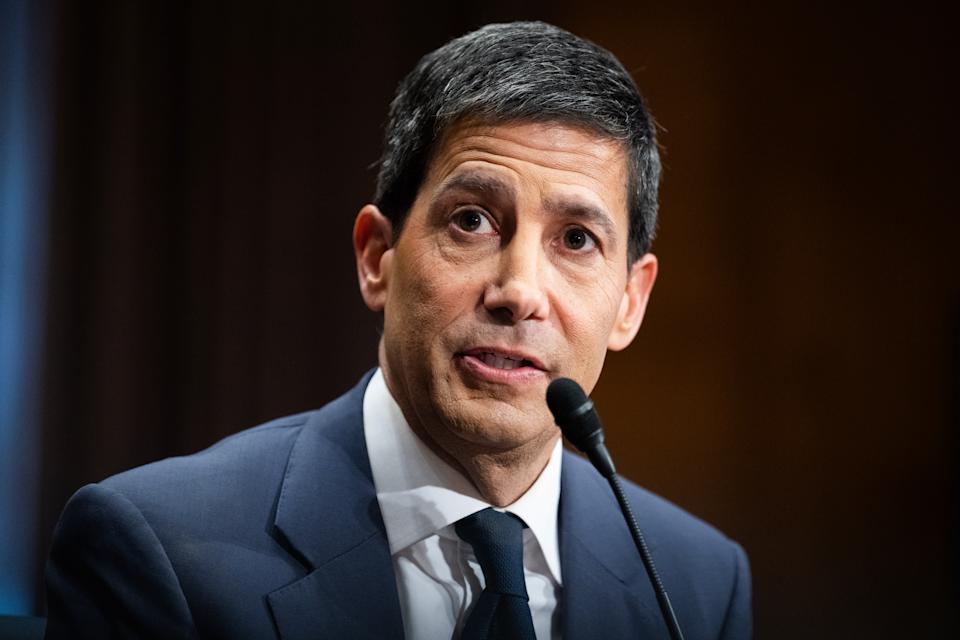 UNITED STATES - APRIL 21: Kevin Warsh, nominee to chairman of the Federal Reserve, testifies during his Senate Banking, Housing and Urban Affairs Committee confirmation hearing in Dirksen building on Tuesday, April 21, 2026. (Tom Williams/CQ-Roll Call, Inc via Getty Images)