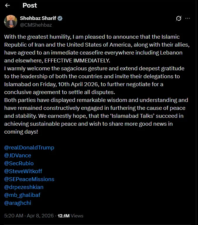 Screenshot of X post by @CMShehbaz Screenshot of X post by @CMShehbaz
