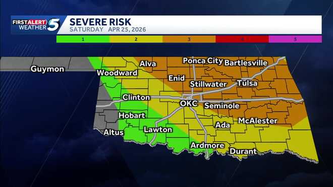 Oklahoma Severe Storm Risk April 25, 2026