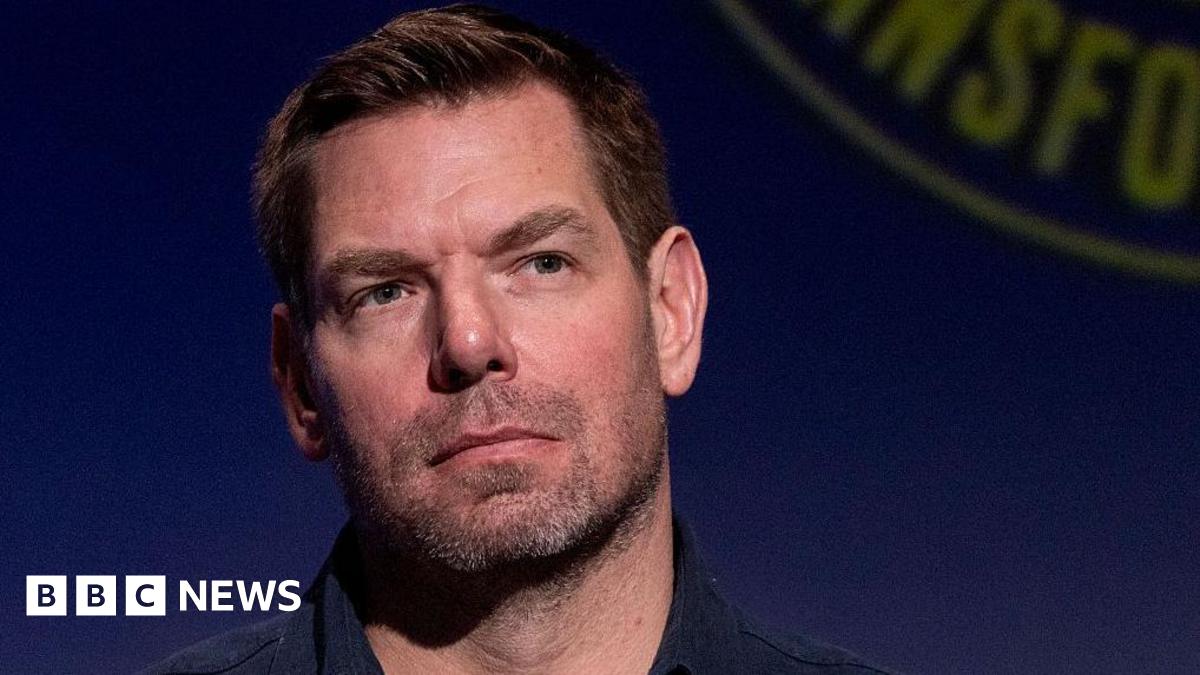 Eric Swalwell wears a dark blue button down shirt at a candidate forum in Los Angeles last year.