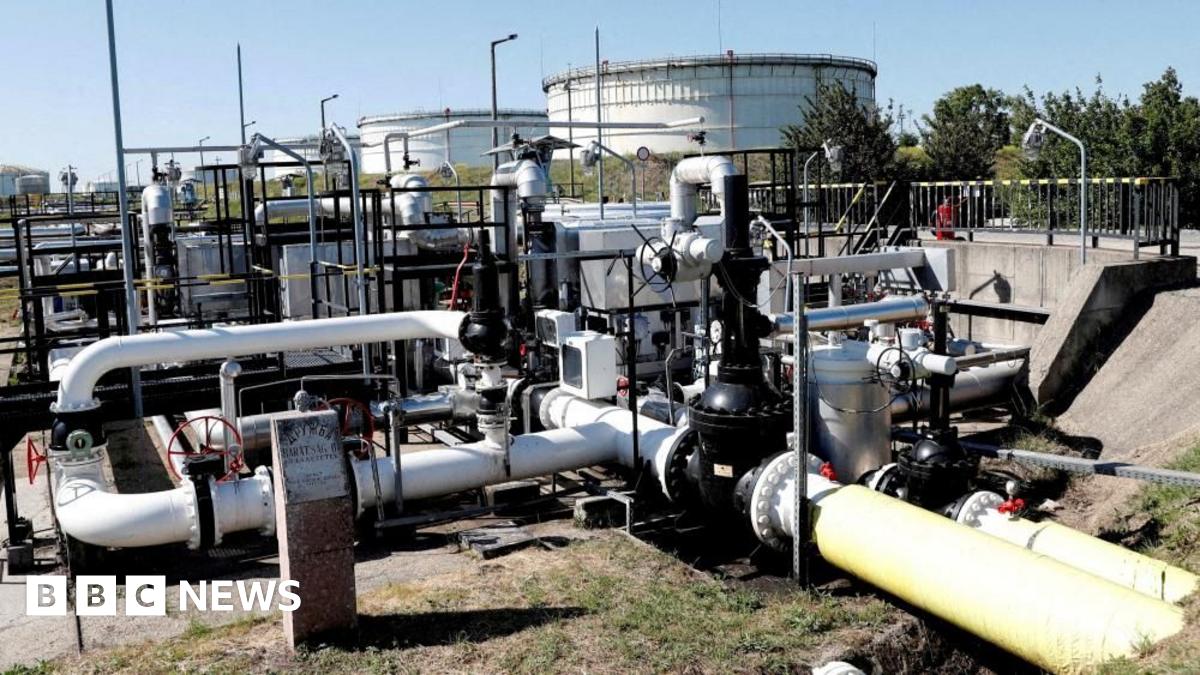 The Druzhba oil pipeline between Hungary and Russia is seen at the Hungarian MOL Group's Danube Refinery in Szazhalombatta, Hungary, May 18, 2022