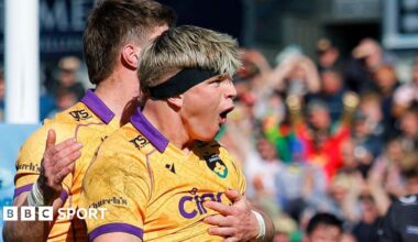 Henry Pollock celebrates a try