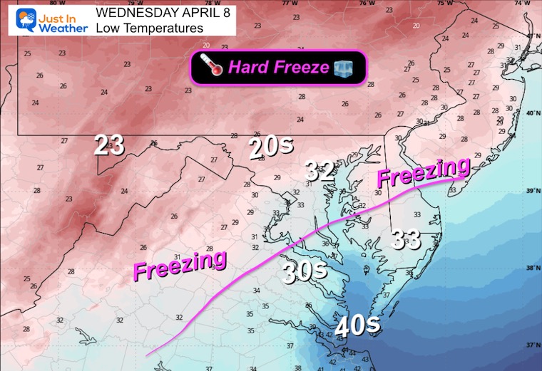 April 6 weather freeze Wednesday morning