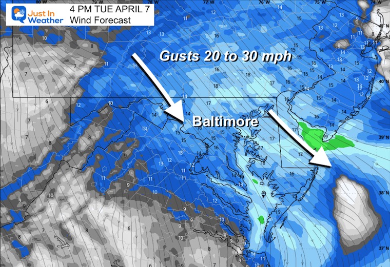 April 6 weather wind forecast Monday afternoon