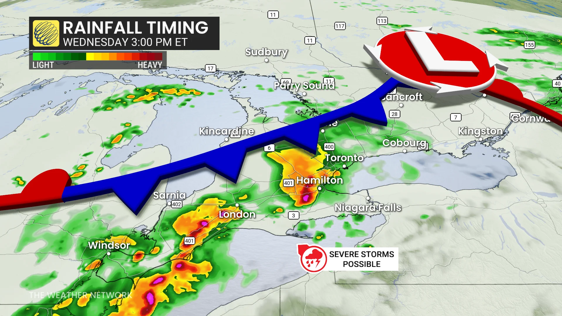 Baron - Ontario precipitation Wednesday afternoon - April 15