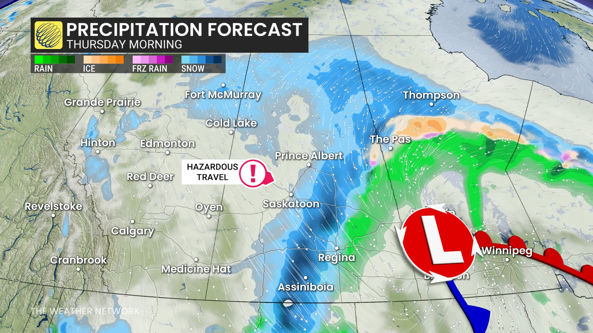 Baron - Prairies precipitation Thursday morning - April 21