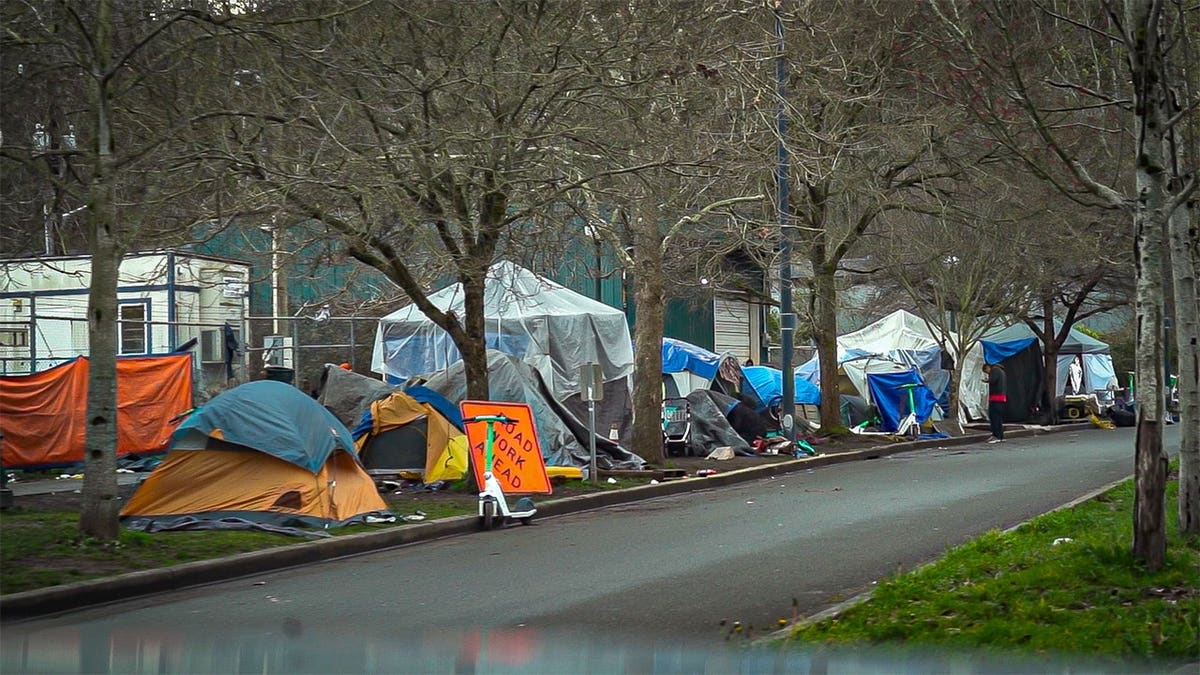 City-street-with-a-homeless-encampment