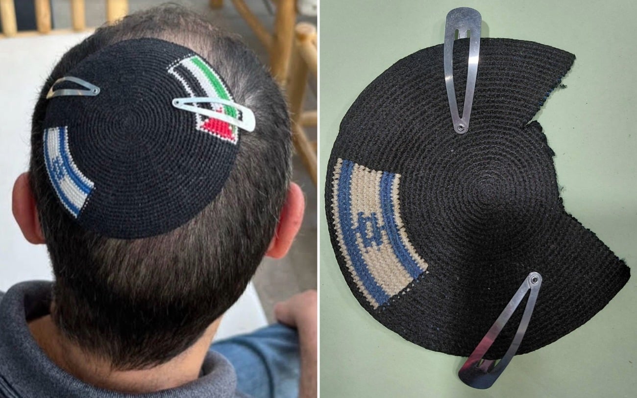 Police detain Modiin man for wearing kippa with Palestinian flag, cut it out
