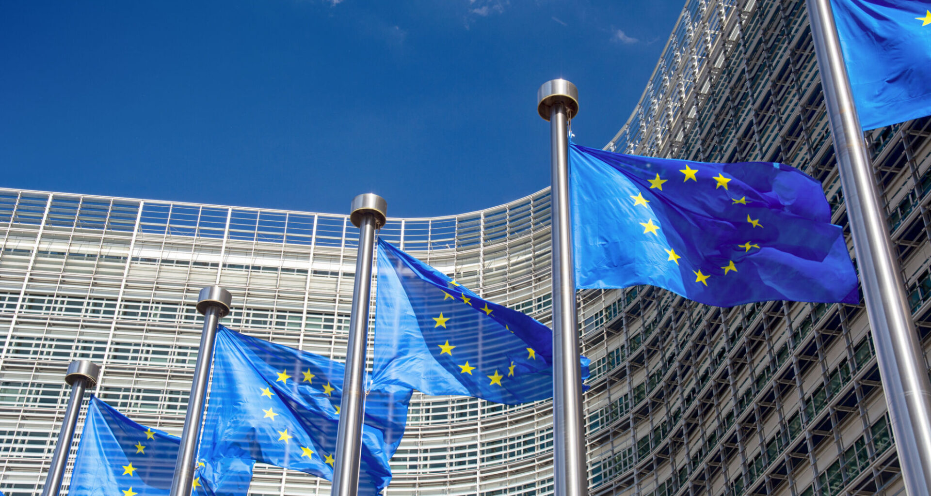 EU flags near of European Commission building