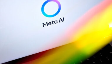 The Meta AI logo on a laptop