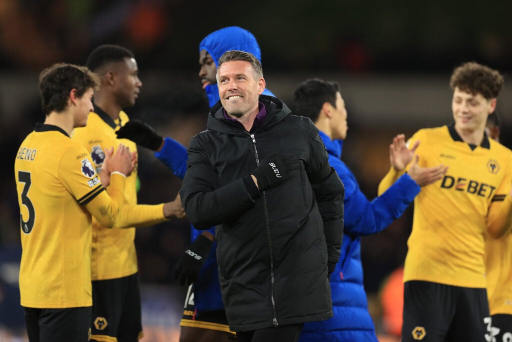 Rob Edwards celebrates Wolverhampton Wanderers' 3-0 win over West Ham