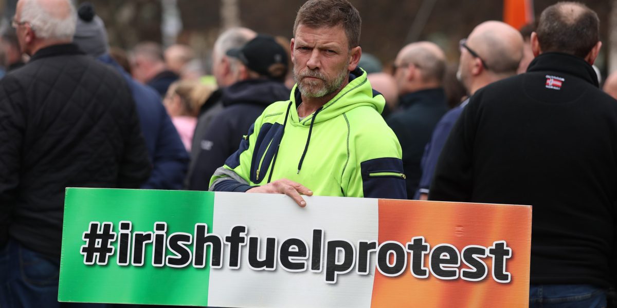 Over a third of Ireland's fuel stations are empty and truck and tractor drivers are protesting nationwide