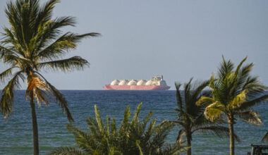 A ship heads toward the Strait of Hormuz following a temporary ceasefire between the United States and Iran on April 8. Credit: Shady Alassar/Anadolu via Getty Images