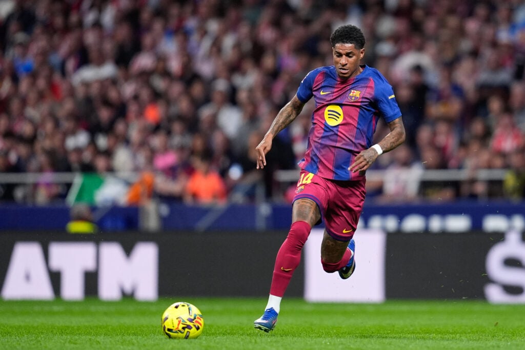 Marcus Rashford of FC Barcelona in action during the Spanish League, LaLiga EA Sports, football match played between Atletico de Madrid and FC Barcelona at Riyadh Air Metropolitano stadium on April 04, 2026