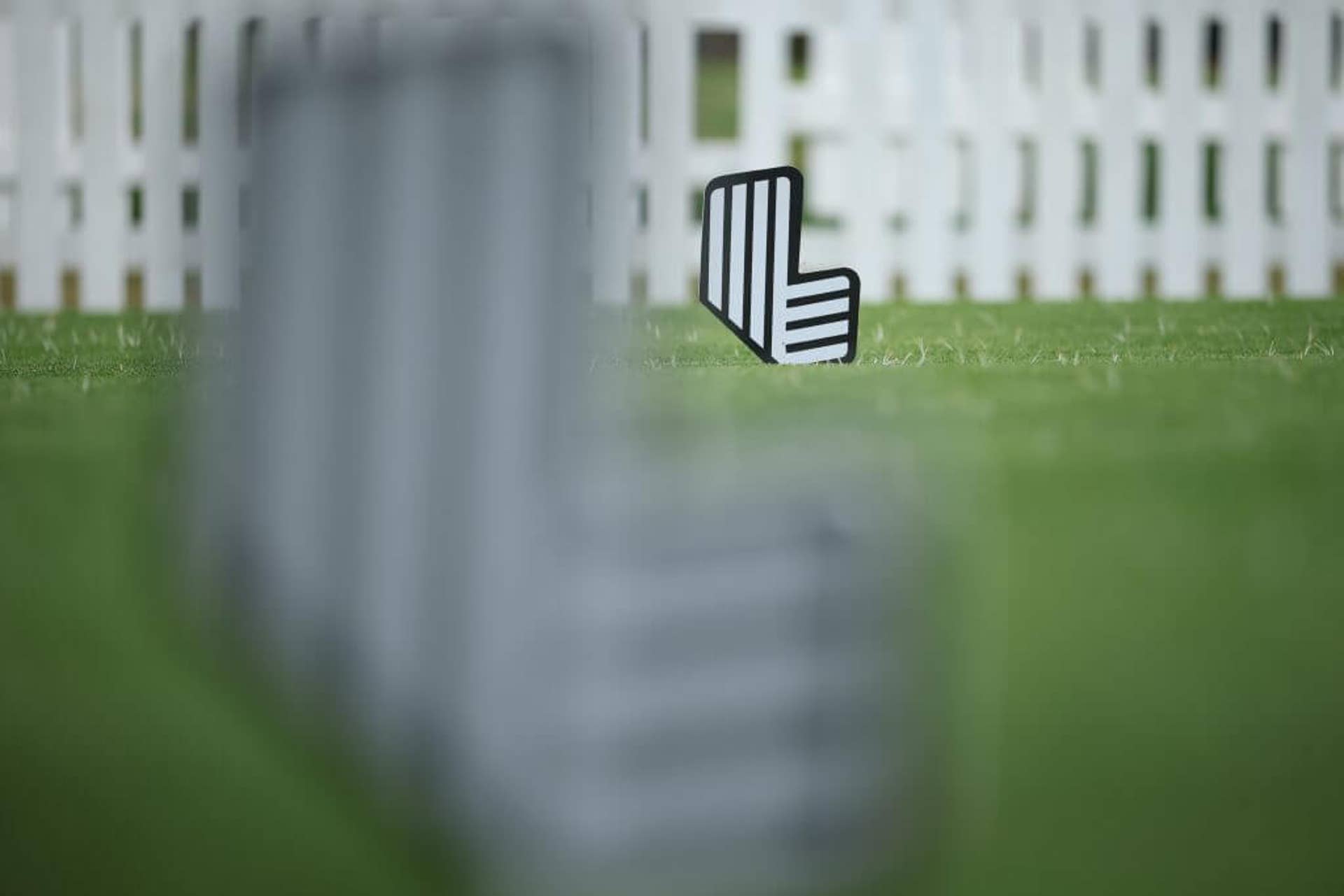 LIV Golf tee box signage is seen during Day 4 of the LIV Golf Mexico City event on April 19, 2026 in Mexico City.