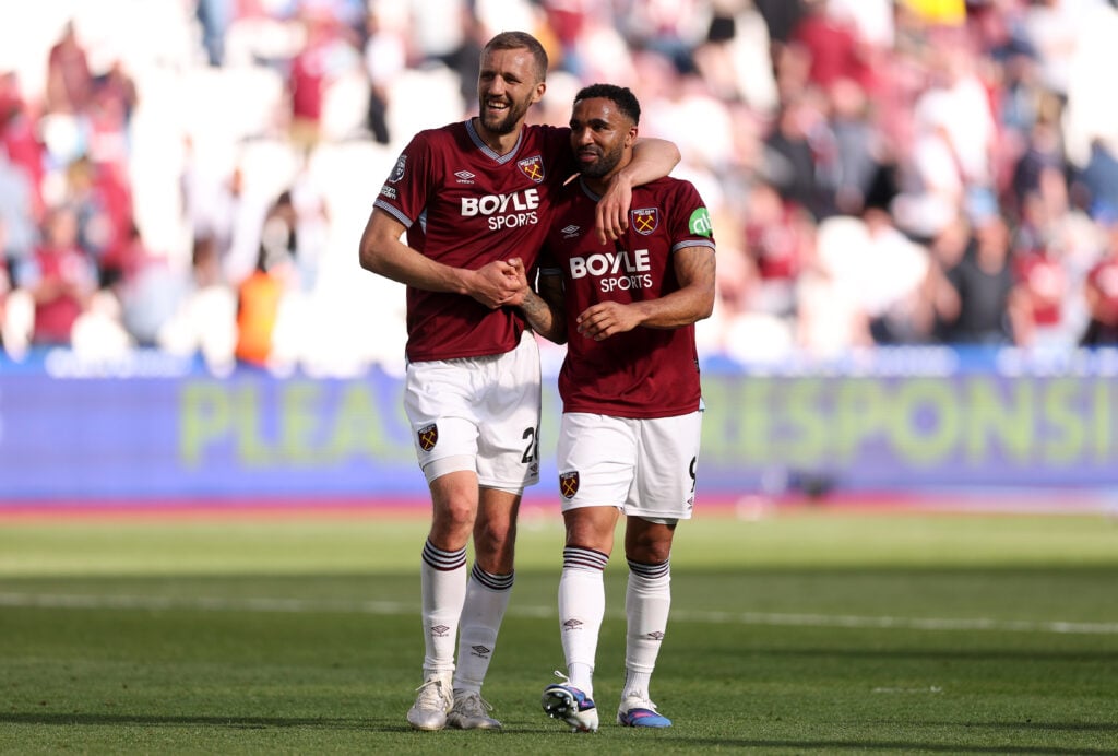 Tomas Soucek and Callum Wilson - West Ham United v Everton - Premier League