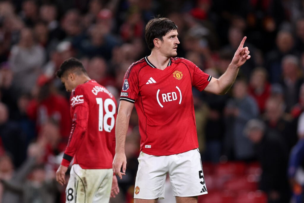 Harry Maguire and Casemiro duringManchester United v Brentford