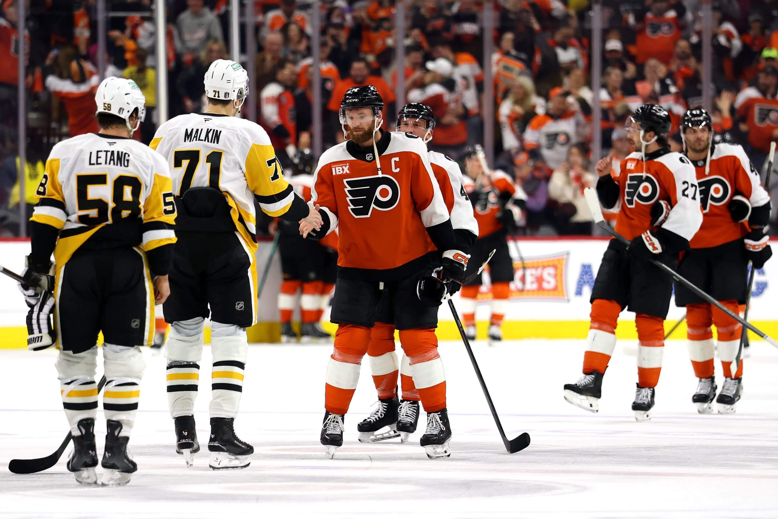 The customary post-series handshake line
