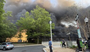 Bus fire blankets part of Downtown DC in dark plume of smoke